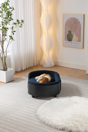 A2ZHOME Scandinavian style Elevated Dog Bed Pet Sofa With Solid Wood legs and Black Bent Wood Back, Cashmere Cushion,Mid Size