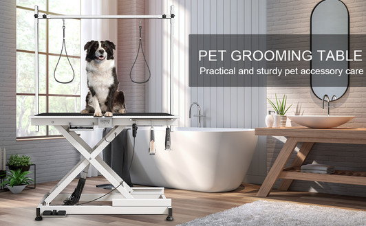 A2ZHOME super Deluxe electric pet grooming table, 110V/220V professional groomer recommend height adjust from 8 up to 36inch