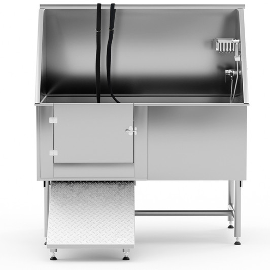 A2ZHOME Pet Bathtub - 50 Inch Professional Dog Rinse Station (Left Side Ramp) with Faucet, Leash and Other Accessories, Adjustable Legs, Pet Wash Station for Dogs of All Sizes,50.2"L x 27.6"W x 60.2"H