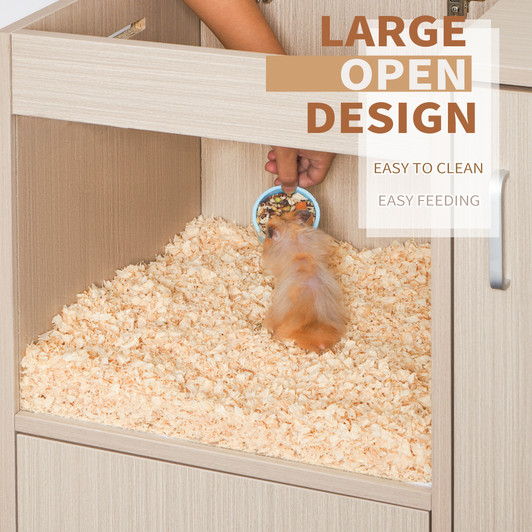 A2ZHOME Guinea Pig Cages,4-Tier Hamster Cage Wood with Storage Cabinet, House for Rat Chinchilla, Openable Top, Acrylic Windows, Living World Deluxe Habitat X-Large