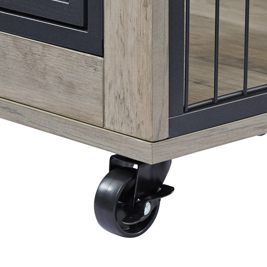 A2ZHOME Furniture Dog Cage Crate with Double Doors on Casters. Grey, 31.50'' W x 22.05'' D x 24.8'' H.