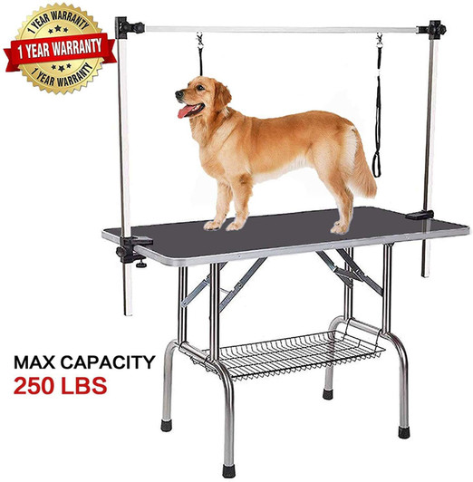 A2ZHOME Professional Dog Pet Grooming Table Large Adjustable Heavy Duty Portable w/Arm & Noose & Mesh Tray