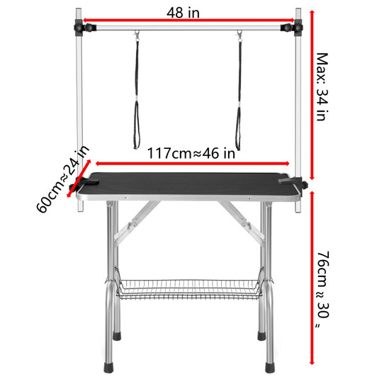 A2ZHOME Professional Dog Pet Grooming Table Large Adjustable Heavy Duty Portable w/Arm & Noose & Mesh Tray