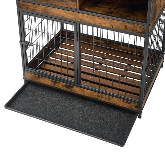 A2ZHOME Furniture Dog Cage Crate with Double Doors ,Rustic Brown,31.5"WX22.64"DX30.59"H