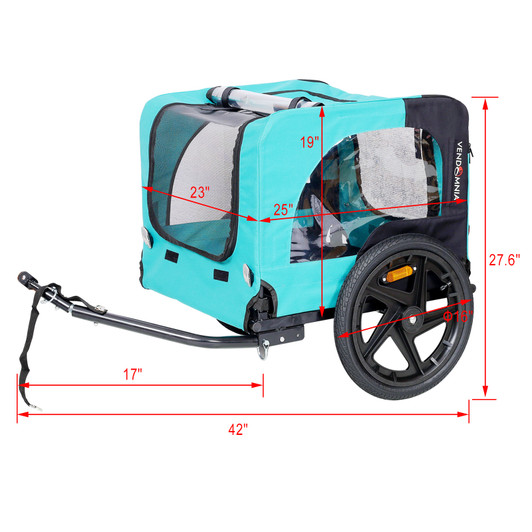 A2ZHOME Light Green Foldable Pet Jogging Stroller Dog Carriers Bicycle Trailer Pet Dog Cat Bike Trailer