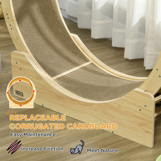 A2ZHOME PawHut Cat Wheel for Indoor Cats, 36" Cat Treadmill with Scratching Pads, Cat Exercise Running Wheel with Brake for Health and Fitness, Oak