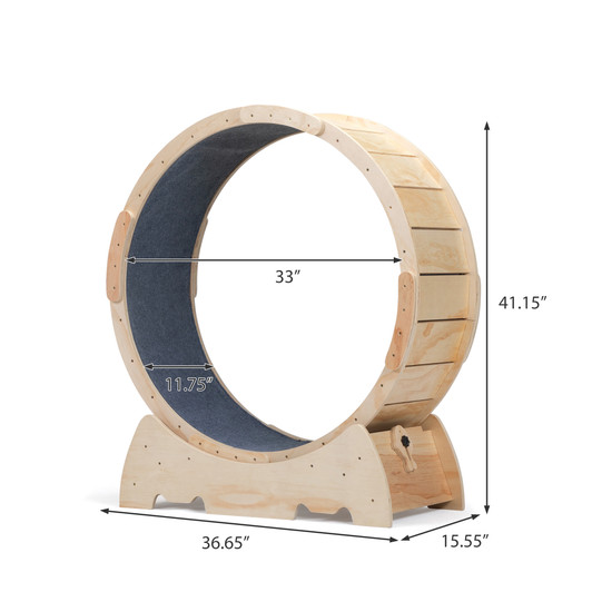 A2ZHOME Large Cat Running Wheel, Cat Exercise Stylish Treadmill for Indoor Cats, Sturdy Quiet Lightweight, Natural Wood Color