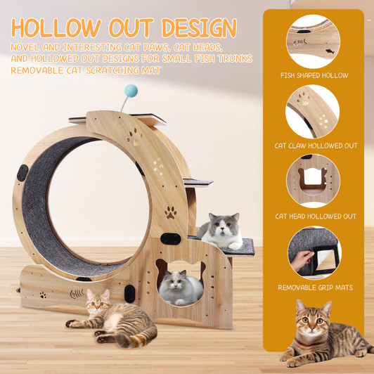 A2ZHOME Cat Wheel 4-in-1 Cat Exercise Wheel,Upgraded Cat Wheel Exerciser for Indoor Cats,Large Cat Treadmill,Cat Running Wheel with Silent Wheel,Cat Walking Wheel Cat Furniture Cat Toys