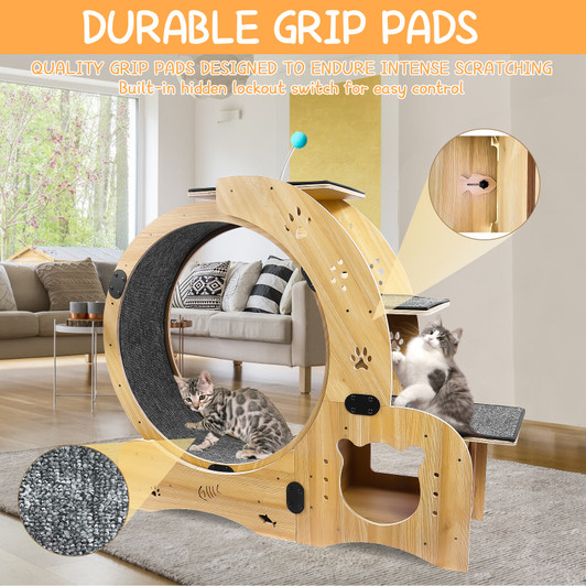 A2ZHOME Cat Wheel 4-in-1 Cat Exercise Wheel,Upgraded Cat Wheel Exerciser for Indoor Cats,Large Cat Treadmill,Cat Running Wheel with Silent Wheel,Cat Walking Wheel Cat Furniture Cat Toys