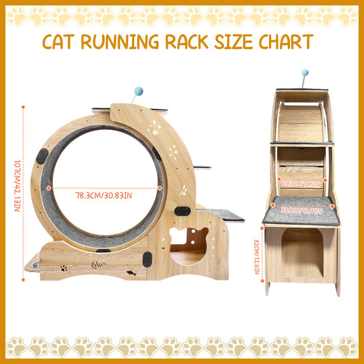 A2ZHOME Cat Wheel 4-in-1 Cat Exercise Wheel,Upgraded Cat Wheel Exerciser for Indoor Cats,Large Cat Treadmill,Cat Running Wheel with Silent Wheel,Cat Walking Wheel Cat Furniture Cat Toys