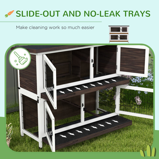 A2ZHOME PawHut Rabbit Hutch - Outdoor 2-Tier Rabbit Cage