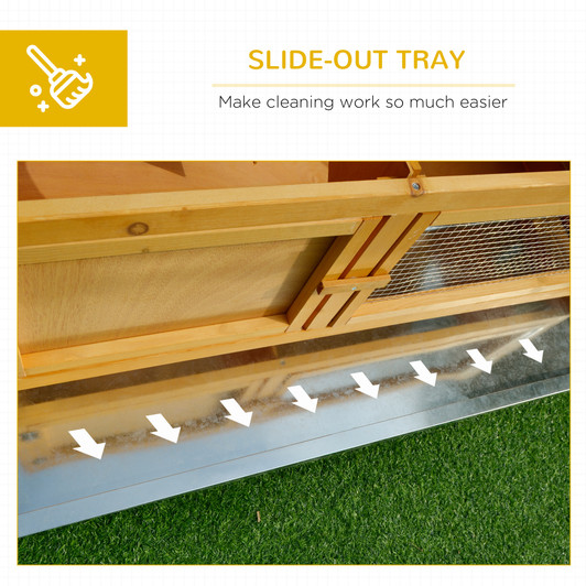 A2ZHOME PawHut Wooden Rabbit Hutch Bunny Cage with Openable Waterproof Roof, No Leak Tray Sturdy Fir Wood Build for Indoor/Outdoor