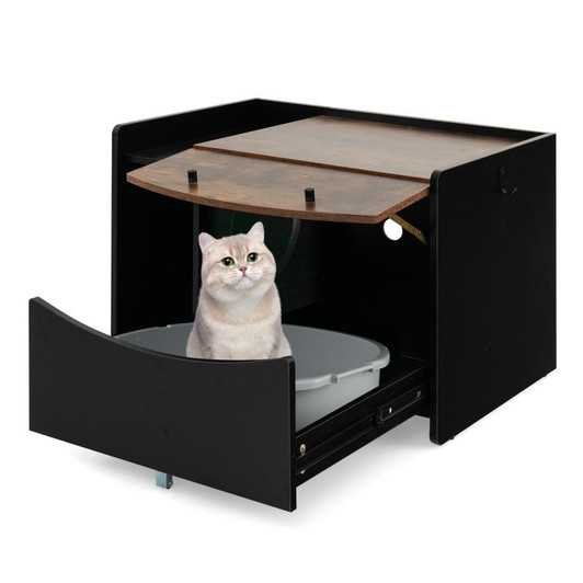 A2ZHOME Cat Litter Box Enclosure with Pull-out Drawer