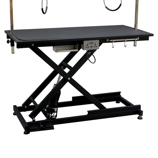 A2ZHOME Super Deluxe Electric Pet Grooming Table - 110V/220V, Adjustable Height from 8" to 36", Black