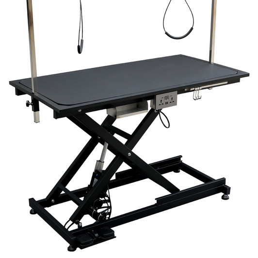 A2ZHOME Super Deluxe Electric Pet Grooming Table - 110V/220V, Adjustable Height from 8" to 36", Black