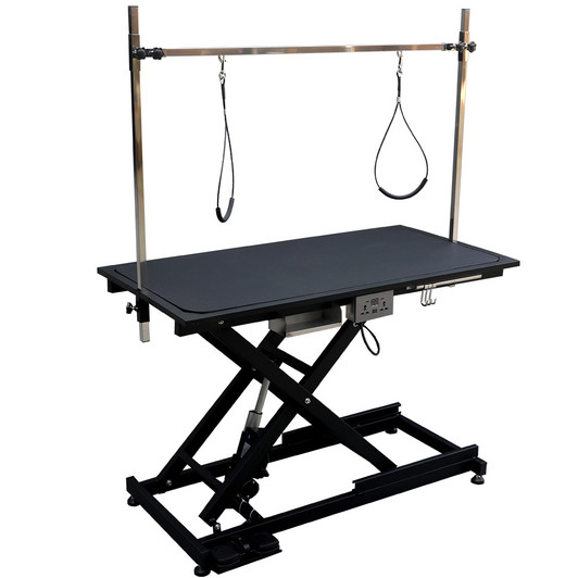 A2ZHOME Super Deluxe Electric Pet Grooming Table - 110V/220V, Adjustable Height from 8" to 36", Black