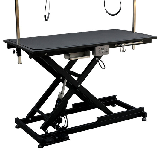 A2ZHOME Super Deluxe Electric Pet Grooming Table - 110V/220V, Adjustable Height from 8" to 36", Black