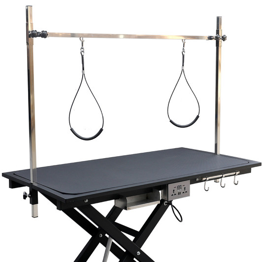 A2ZHOME Super Deluxe Electric Pet Grooming Table - 110V/220V, Adjustable Height from 8" to 36", Black
