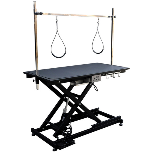 A2ZHOME Super Deluxe Electric Pet Grooming Table - 110V/220V, Adjustable Height from 8" to 36", Black