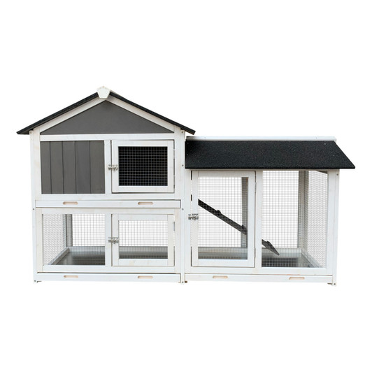 A2ZHOME Removable Tray Ramp wooden outdoor rabbit hutch with running cage