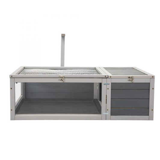 A2ZHOME Tortoise House Wooden Turtle Habitat with Removable Top and Tray for Indoors and Outdoors, Gray XH