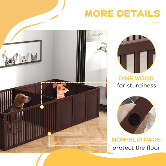 A2ZHOME PawHut Whelping Box for Dogs Built for Mother's Comfort, Dog Whelping Pen with Removable Doors, Puppy Playpen for Indoors, Newborn Puppy Supplies & Essentials, 81" x 39" x 20", Coffee