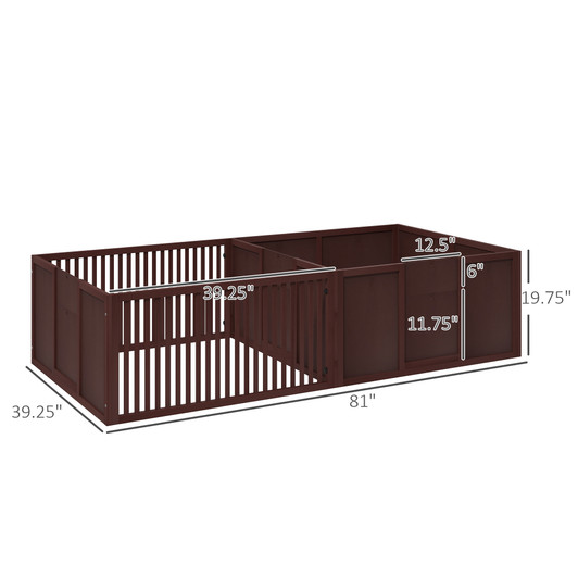 A2ZHOME PawHut Whelping Box for Dogs Built for Mother's Comfort, Dog Whelping Pen with Removable Doors, Puppy Playpen for Indoors, Newborn Puppy Supplies & Essentials, 81" x 39" x 20", Coffee