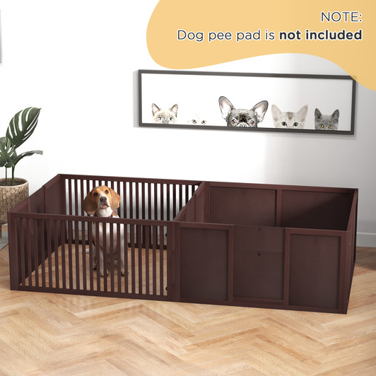 A2ZHOME PawHut Whelping Box for Dogs Built for Mother's Comfort, Dog Whelping Pen with Removable Doors, Puppy Playpen for Indoors, Newborn Puppy Supplies & Essentials, 81" x 39" x 20", Coffee