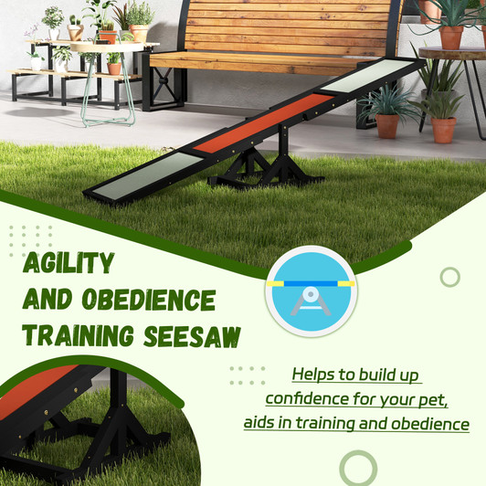 A2ZHOME PawHut Wooden Dog Agility Seesaw for Training and Exercise, Platform Equipment Run Game Toy, Weather Resistant Pet Supplies, 71" L x 12" W x 12" H, Black