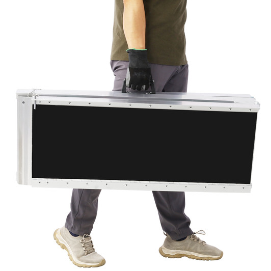 A2ZHOME 7ft Wheelchair Ramp, Aluminium Threshold Ramp, Portable and Foldable, 600 Pound Capacity, Non-Skid Surface, Two Separate Pieces, for Home, Steps, Stairs, Doorways