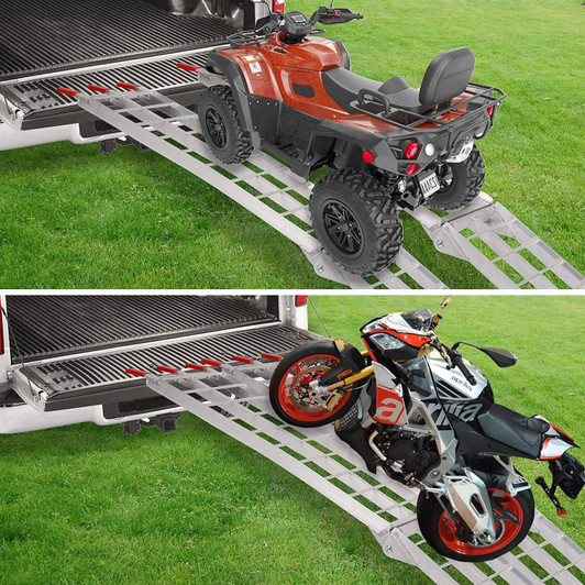 A2ZHOME Bosonshop 2pcs Loading Ramp 7.5Ft - 1500lbs Capacity Aluminum Foldable Truck Ramp Suitable for Motorcycle