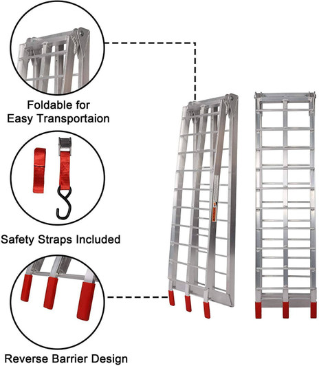 A2ZHOME Bosonshop 2pcs Loading Ramp 7.5Ft - 1500lbs Capacity Aluminum Foldable Truck Ramp Suitable for Motorcycle