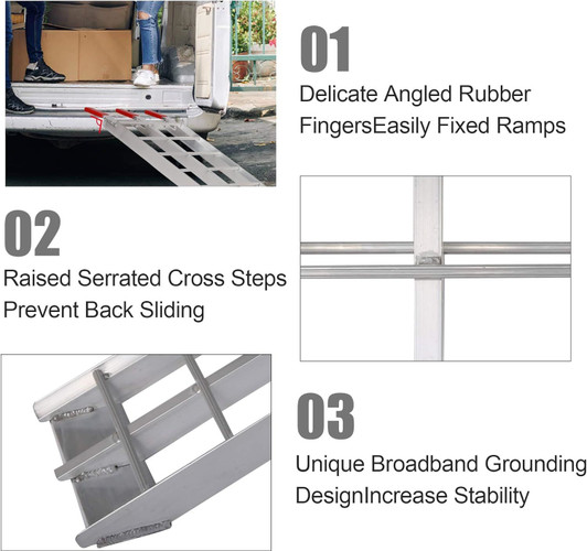 A2ZHOME Bosonshop 2pcs Loading Ramp 7.5Ft - 1500lbs Capacity Aluminum Foldable Truck Ramp Suitable for Motorcycle