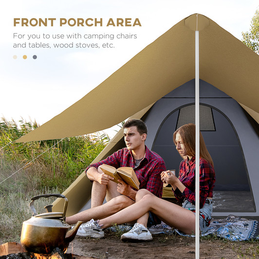 A2ZHOME 15.4'x15.4'x8.5' Teepee Tent, Waterproof Camping Tent with Porch Area, Floor, and Carry Bag, for 2-3 Person Outdoor Backpacking Camping Hiking