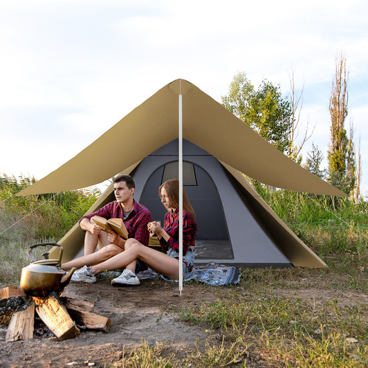 A2ZHOME 15.4'x15.4'x8.5' Teepee Tent, Waterproof Camping Tent with Porch Area, Floor, and Carry Bag, for 2-3 Person Outdoor Backpacking Camping Hiking