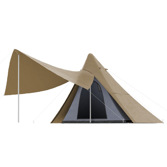 A2ZHOME 15.4'x15.4'x8.5' Teepee Tent, Waterproof Camping Tent with Porch Area, Floor, and Carry Bag, for 2-3 Person Outdoor Backpacking Camping Hiking