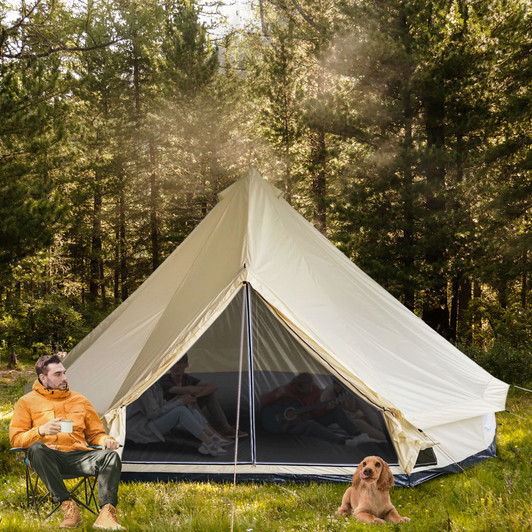 A2ZHOME 10-Person Yurt Tent Glamping Bell Tent with Spacious Interior, Breathable Waterproof Design, for Family Outdoor Camping, 16' x 16' x 10'A