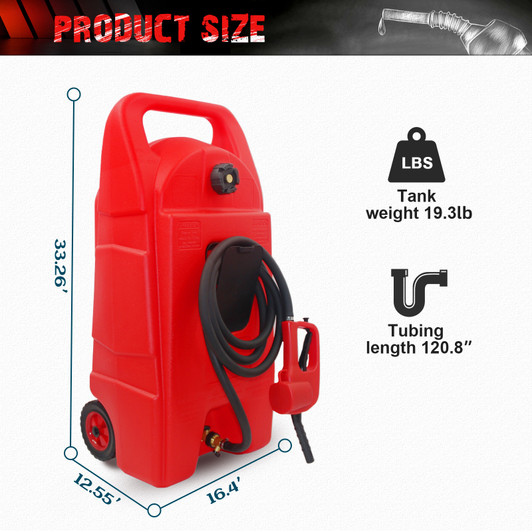 A2ZHOME 15 Gallon Gas Caddy With Wheels, Fuel Transfer Tank Gasoline Diesel Can,Fuel Storage Tank For Automobiles ATV Car Mowers Tractors Boat Motorcycle(Red)
