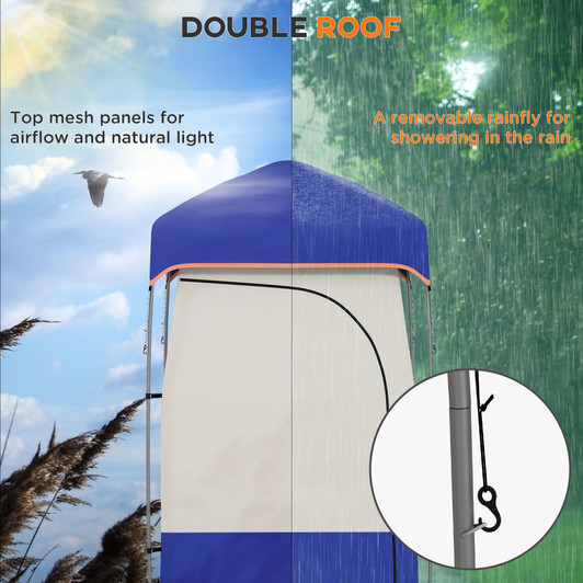 A2ZHOME Portable Shower Tent, Privacy Shelter, Camping Dressing Changing Tent Room with Solar Shower Bag, Floor and Carrying Bag, Blue