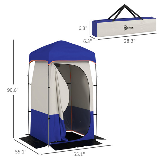A2ZHOME Portable Shower Tent, Privacy Shelter, Camping Dressing Changing Tent Room with Solar Shower Bag, Floor and Carrying Bag, Blue