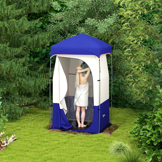 A2ZHOME Portable Shower Tent, Privacy Shelter, Camping Dressing Changing Tent Room with Solar Shower Bag, Floor and Carrying Bag, Blue