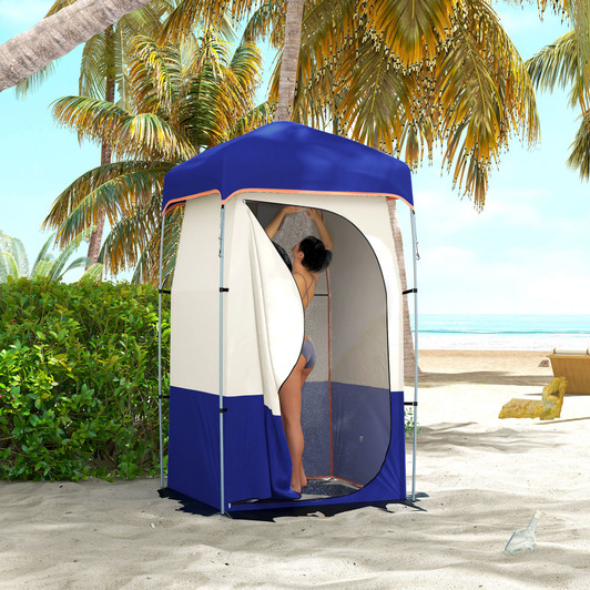 A2ZHOME Portable Shower Tent, Privacy Shelter, Camping Dressing Changing Tent Room with Solar Shower Bag, Floor and Carrying Bag, Blue