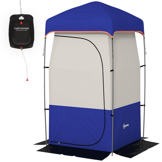 A2ZHOME Portable Shower Tent, Privacy Shelter, Camping Dressing Changing Tent Room with Solar Shower Bag, Floor and Carrying Bag, Blue