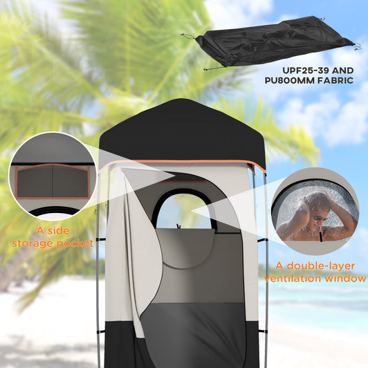 A2ZHOME Portable Shower Tent, Privacy Shelter, Camping Dressing Changing Tent Room with Solar Shower Bag, Floor and Carrying Bag, Black