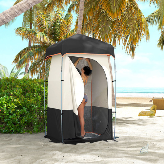 A2ZHOME Portable Shower Tent, Privacy Shelter, Camping Dressing Changing Tent Room with Solar Shower Bag, Floor and Carrying Bag, Black