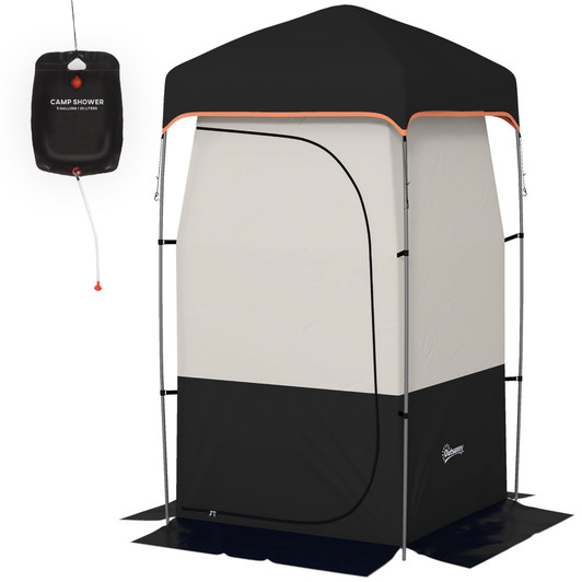 A2ZHOME Portable Shower Tent, Privacy Shelter, Camping Dressing Changing Tent Room with Solar Shower Bag, Floor and Carrying Bag, Black