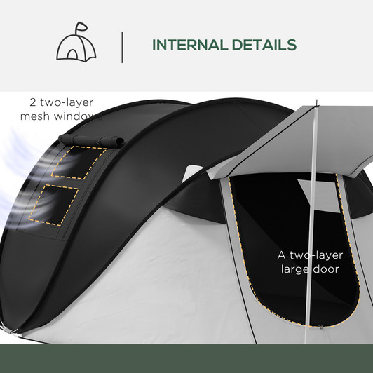 A2ZHOME Pop Up Tent, Instant Camping Tent with Porch and Carry Bag, 3000mm Waterproof, for 2-3 People, Black, (Poles Included)