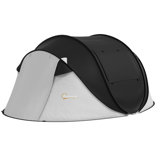 A2ZHOME Pop Up Tent, Instant Camping Tent with Porch and Carry Bag, 3000mm Waterproof, for 2-3 People, Black, (Poles Included)