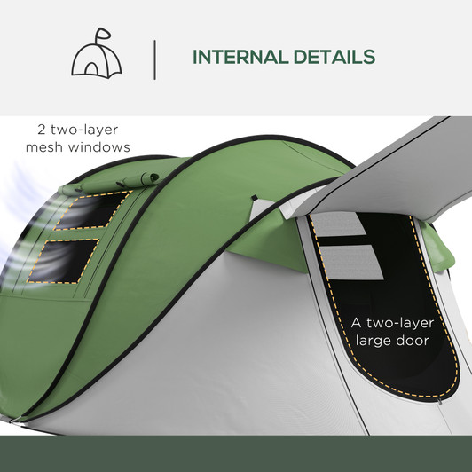 A2ZHOME Pop Up Tent, Instant Camping Tent with Porch and Carry Bag, 3000mm Waterproof, for 2-3 People, Green, (Poles Included)