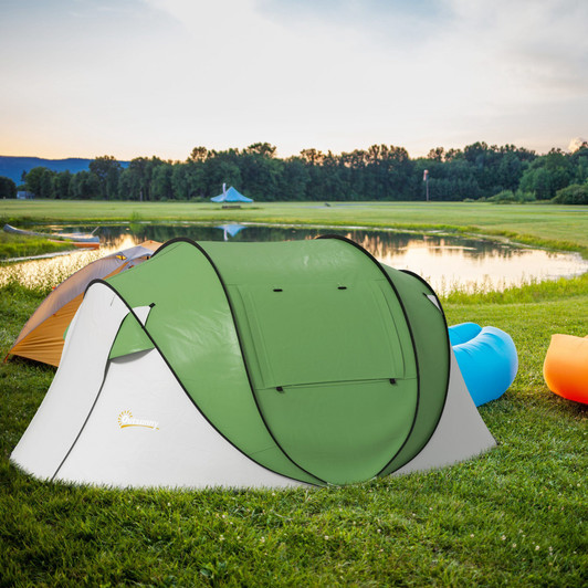 A2ZHOME Pop Up Tent, Instant Camping Tent with Porch and Carry Bag, 3000mm Waterproof, for 2-3 People, Green, (Poles Included)